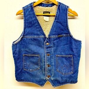 Wrangler Vintage 70s Sherpa Lined Denim Vest Size L